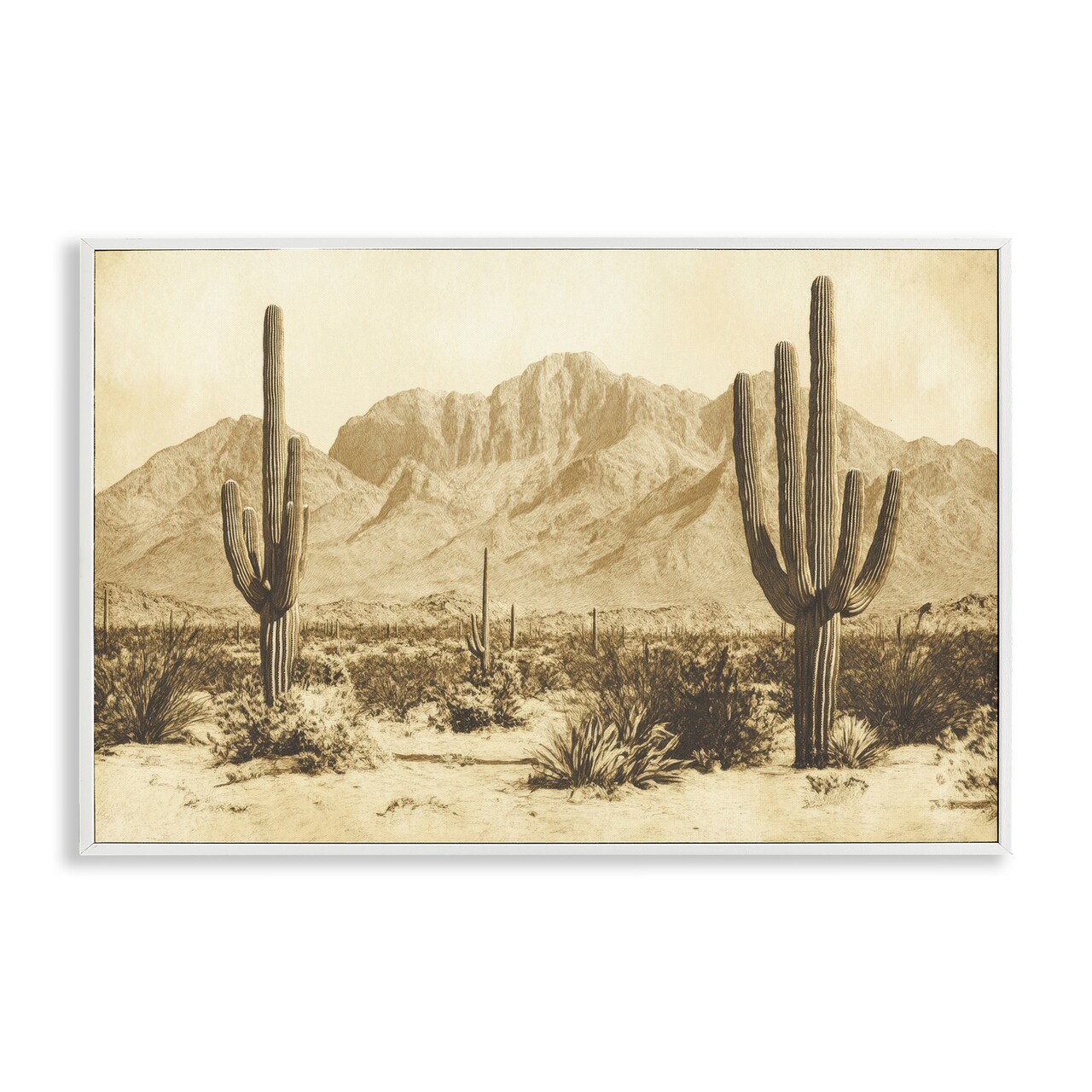 Stupell Industries Desert Landscape Vintage Sepia Framed Giclee, design by Petal Prints Design